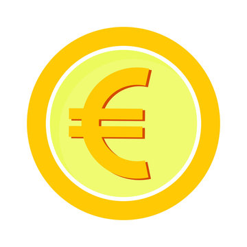 Euro coin in flat style, vector