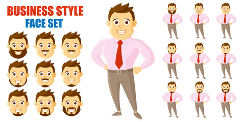 Businessman Face Set Cartoon character