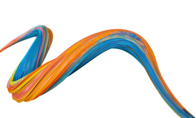 Abstract brush stroke flowing line. Creative background. 3D Rendering