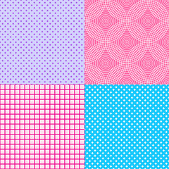 Set of seamless background. Starry patterns. Abstract geometric wallpaper of the surface. Dotted texture. Print for polygraphy, posters, t-shirts and textiles. Doodles for design