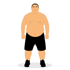 Fat man. Obesity. Unhealthy Lifestyle.