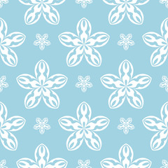 White floral seamless pattern on navy blue background