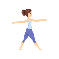 Beautiful woman standing in hero pose, girl practicing yoga vector Illustration on a white background