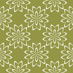 Fototapeta na wymiar Olive green floral seamless pattern