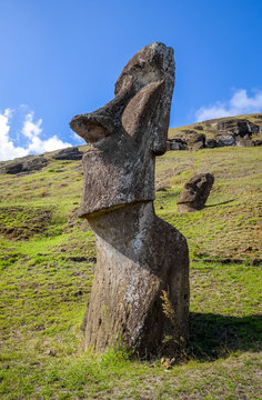 Moais statues on Rano Raraku volcano, easter island