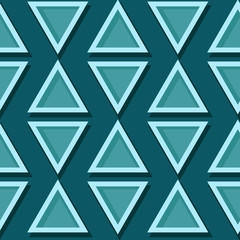 Seamless geometric pattern. Blue green 3d design