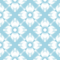 White floral seamless design on blue background
