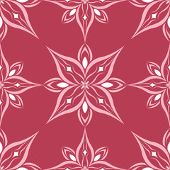 Floral seamless pattern. Red colored background