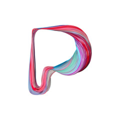 Letter P abstract alphabet. 3D Rendering