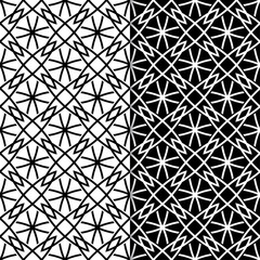 Black and white geometric ornaments. Set of seamless patterns