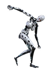 3D Rendering Female Robot on White