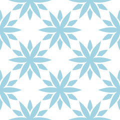 Blue floral seamless pattern on white background
