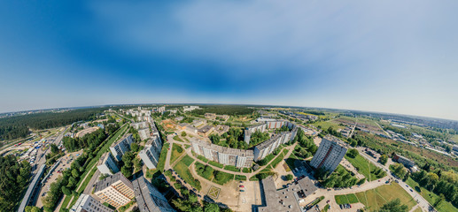 Summer Riga city Block of flats 360 VR Drone picture for Virtual reality, Street Panorama