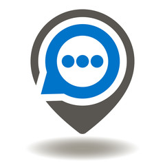 Map marker with speech bubble icon vector. Location Place Button Talk Balloon Illustration. Chat Pin App Logo. Talking Symbol.