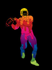 American football player action designed using colorful graphic vector