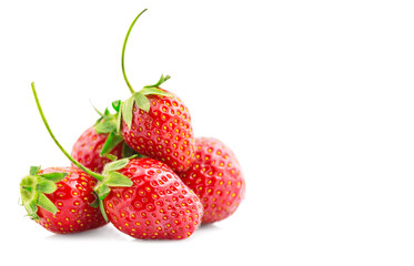 Strawberries isolated on a white background. Fresh ripe strawberries on white