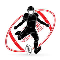Fototapeta premium American football player action designed on line ball background graphic vector