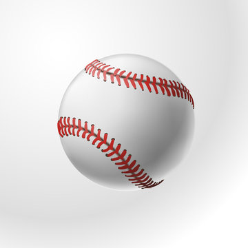 baseball realistic ball on white background
