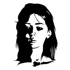 Raster image of an demonic possession girl with black eyes