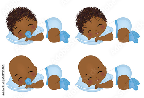 Download "Vector Cute African American baby Boys Sleeping. Vector ...