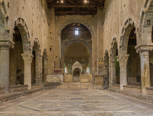Interior of San Pietro Church. Etruscan Sarcophagus