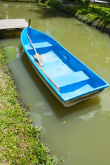 Fiber Blue boat in canal