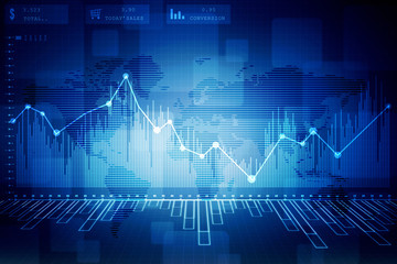 2d rendering Stock market online business concept. business Graph 