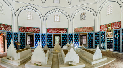View of shahzada(prince) Ahmed tomb, mausoleum in Bursa, Turkey - obrazy, fototapety, plakaty