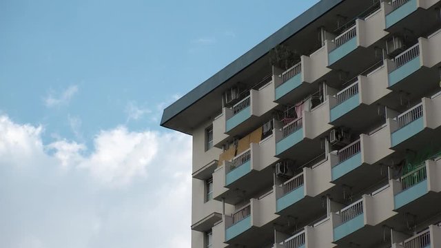 OJI,  TOKYO,  JAPAN - CIRCA JUNE 2018 : Scenery of RESIDENTIAL APARTMENT AREA in Oji area.  This area is famous for HUGE APARTMENT BUILDINGS in Japan.