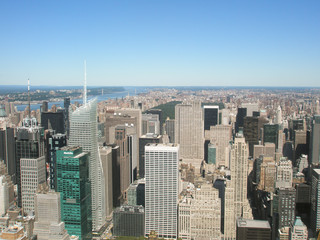 View from the Empire State Building on the city of New York on a sunny day