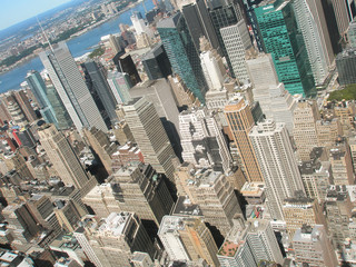 View from the Empire State Building on the city of New York on a sunny day