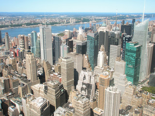 View from the Empire State Building on the city of New York on a sunny day