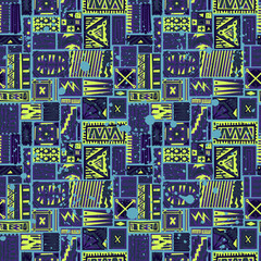 Abstract seamless vector pattern for girls, boys, clothes. Creative background with dots, geometric figures Funny wallpaper for textile and fabric. Fashion style. Colorful bright