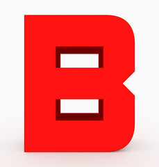 letter B 3d cubic rounded red isolated on white