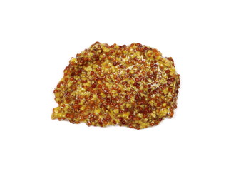 French mustard spreading isolated on white background and texture, top view