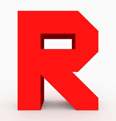 letter R 3d cubic red isolated on white