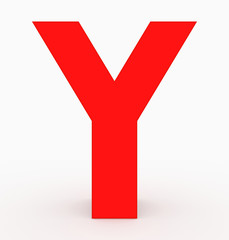 letter Y 3d cubic red isolated on white