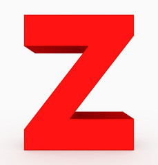 letter Z 3d cubic red isolated on white