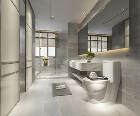 3d rendering luxury modern design bathroom and toilet