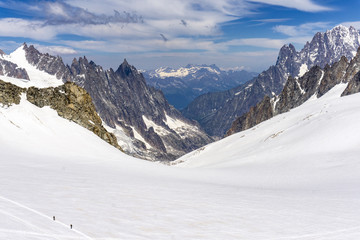 View of alp in June from the area of Punta Helbronner summit.