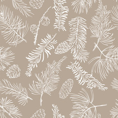 Fototapeta na wymiar Seamless pattern with fir branches. Christmas and New Year background.