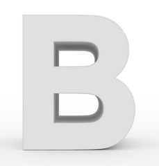 letter B 3d white isolated on white