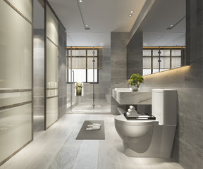 3d rendering luxury modern design bathroom and toilet