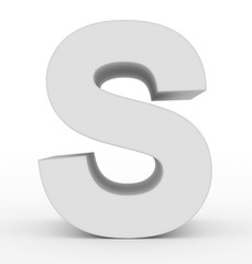 letter S 3d white isolated on white