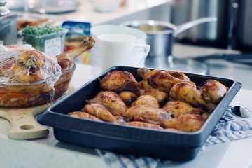 Chicken wings in the kitchen