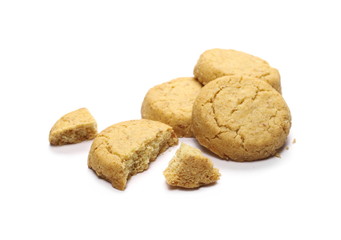 Traditional integral biscuits, cookies isolated on white background
