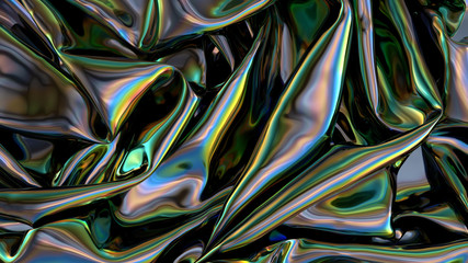 Abstract digital fabric. Sci-fi background.  Holographic foil.