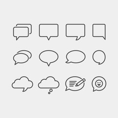 Speech bubbles flat vector icons set. Chat bubbles flat vector icons set