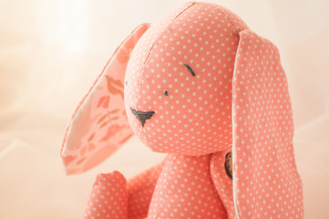 soft pink toy Hare or Rabbit in the style of Tilda