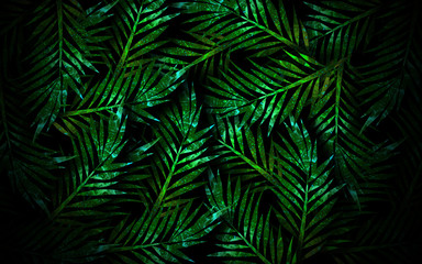 Fototapeta na wymiar Tropical leaves, neon light